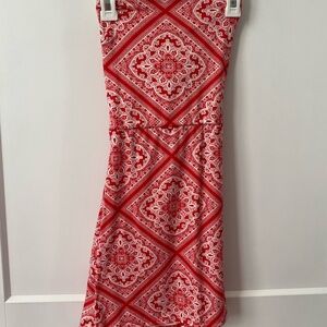 Windsor Strapless Red Patterned Dress
